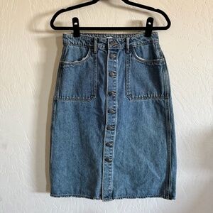 Old Navy Blue Denim Midi Skirt